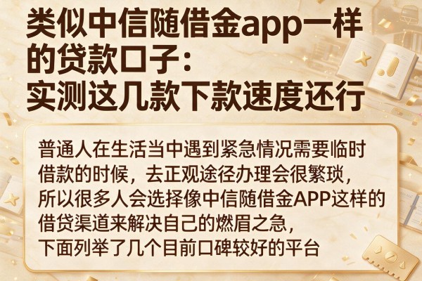 类似中信随借金app一样的贷款口子：实测这几款下款速度还行