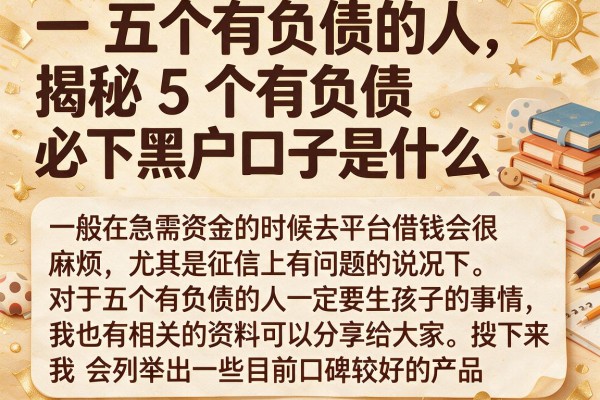 揭秘5个有负债必下黑户口子是什么，这几个通过率不错