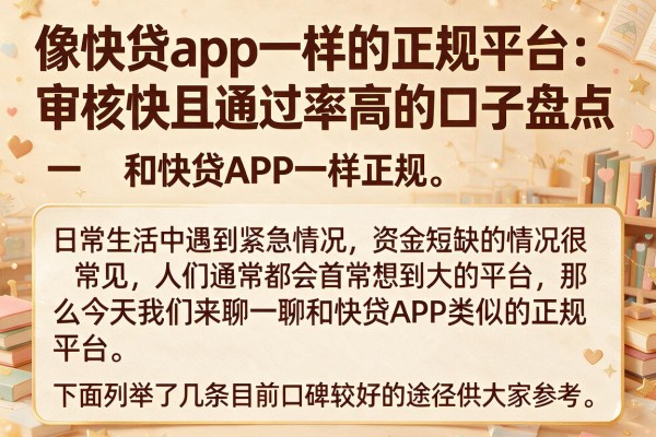 像快贷app一样的正规平台:审核快且通过率高的口子盘点