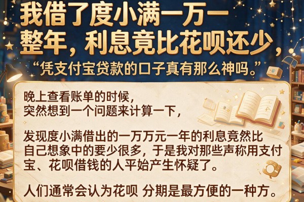 我借了度小满一万一整年，利息竟比花呗还少，凭支付宝贷款的口子真有那么神吗