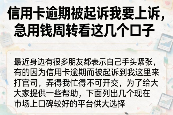 信用卡逾期被起诉我要上诉，急用钱周转看这几个口子