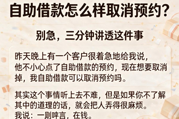 自助借款怎么样取消预约?别急,三分钟讲透这件事