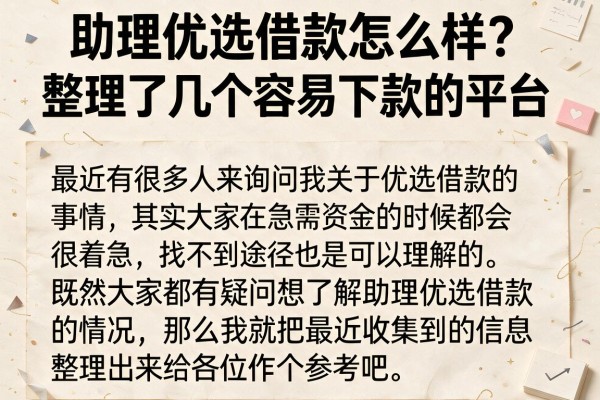 助理优选借款怎么样？整理了几个容易下款的平台