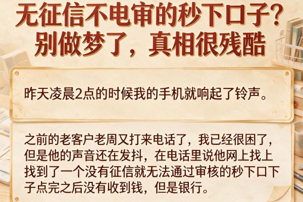 无征信不电审的秒下口子？别做梦了，真相很残酷