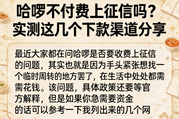 哈啰不付费上征信吗？实测这几个下款渠道分享