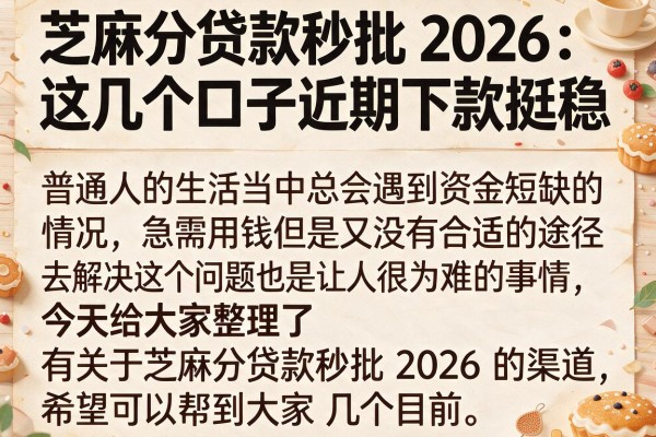 芝麻分贷款秒批 2026：这几个口子近期下款挺稳