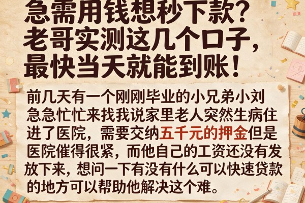 急需用钱想秒下款？老哥实测这几个口子，最快当天就能到账！