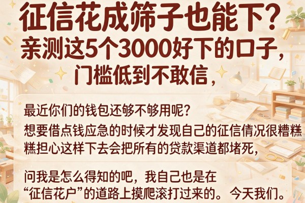 征信花成筛子也能下？亲测这5个3000好下的口子，门槛低到不敢信