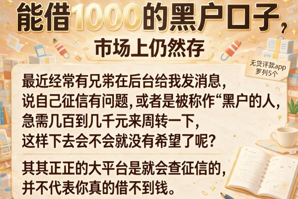 能借1000的黑户口子，罗列5个无视评分的贷款app