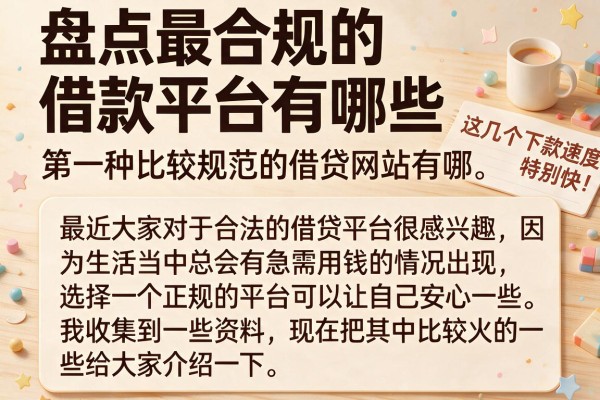 盘点最合规的借款平台有哪些，这几个下款速度特别快