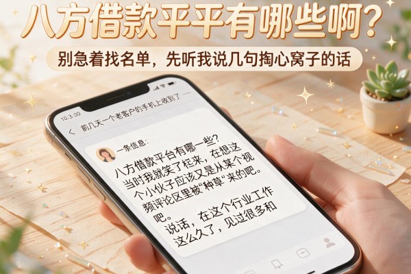 八方借款平台有哪些啊？别急着找名单，先听我说几句掏心窝子的话