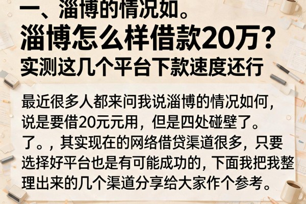 淄博怎么样借款20万？实测这几个平台下款速度还行