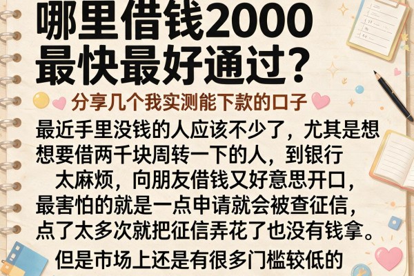 哪里借钱2000最快最好通过？分享几个我实测能下款的口子
