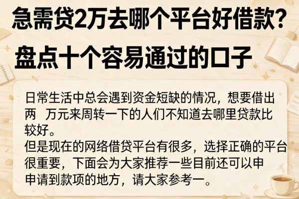 急需贷2万去哪个平台好借款？盘点十个容易通过的口子