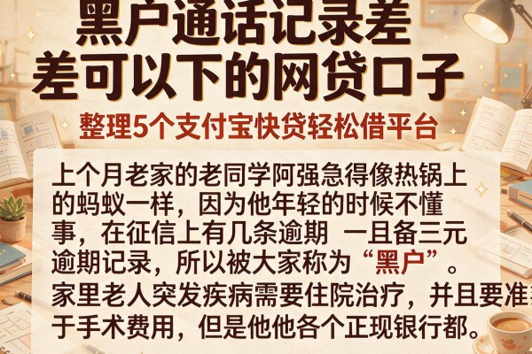 黑户通话记录差可以下的网贷口子，整理5个支付宝快贷轻松借平台