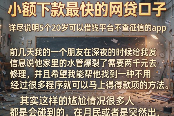小额下款最快的网贷口子，详尽说明5个20岁可以借钱平台不查征信的app