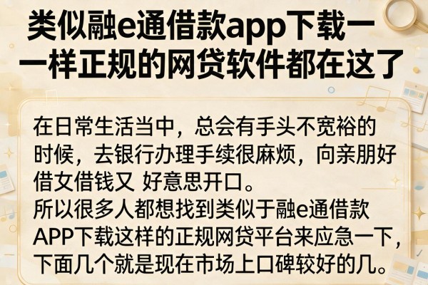 类似融e通借款app下载一样正规的网贷软件都在这了