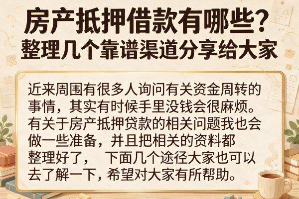 房产抵押借款有哪些？整理几个靠谱渠道分享给大家