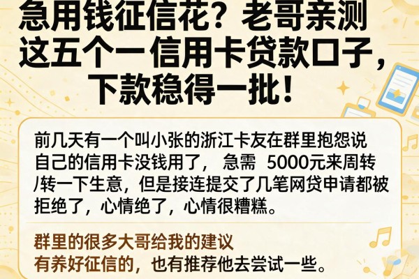 急用钱征信花？老哥亲测这五个信用卡贷款口子，下款稳得一批！