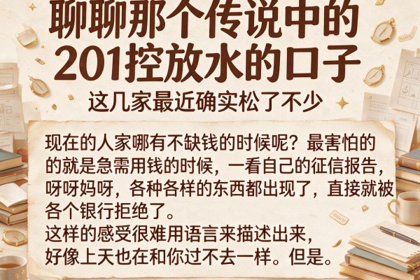 聊聊那个传说中的201控放水的口子，这几家最近确实松了不少