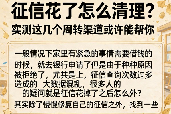 征信花了怎么清理？实测这几个周转渠道或许能帮你