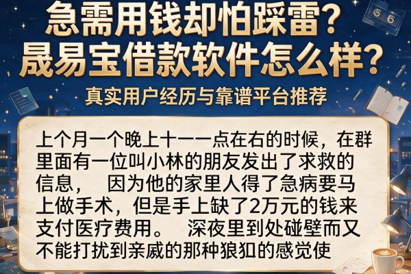 急需用钱却怕踩雷？晟易宝借款软件怎么样？真实用户经历与靠谱平台推荐