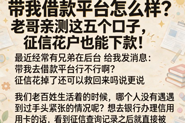 带我借款平台怎么样？老哥亲测这五个口子，征信花户也能下款！