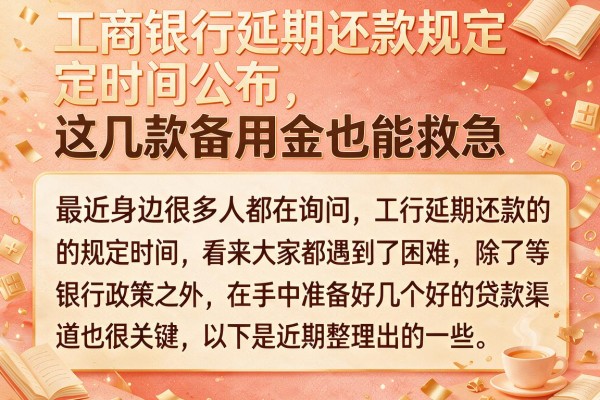 工商银行延期还款规定时间公布，这几款备用金也能救急