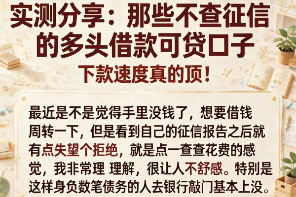 实测分享：那些不查征信的多头借款可贷口子，下款速度真的顶