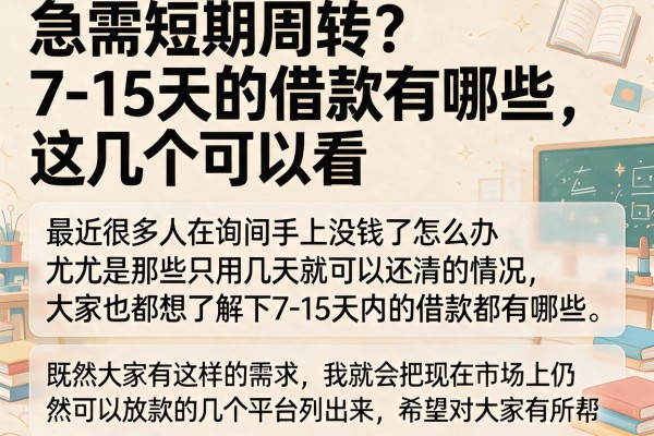 急需短期周转?7-15天的借款有哪些,这几个可以看