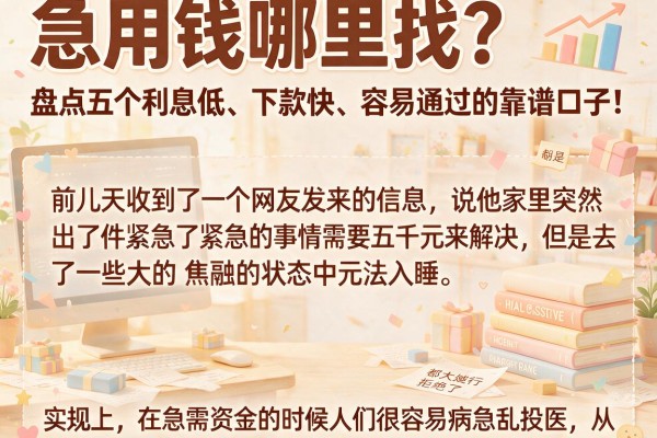 急用钱哪里找？盘点五个利息低、下款快、容易通过的靠谱口子！