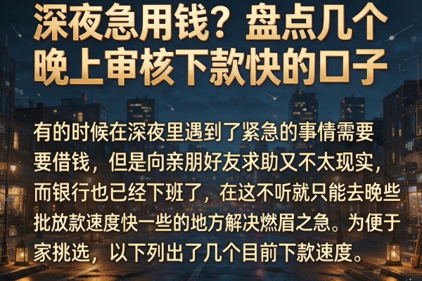 深夜急用钱？盘点几个晚上审核下款快的口子