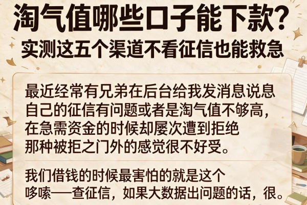 淘气值哪些口子能下款？实测这五个渠道不看征信也能救急