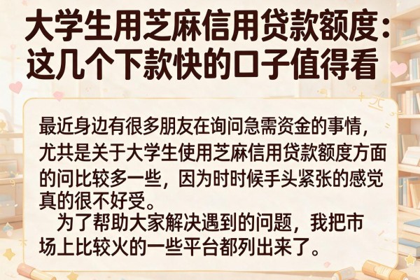 大学生用芝麻信用贷款额度：这几个下款快的口子值得看