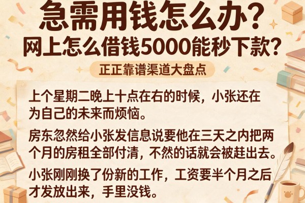 急需用钱怎么办？网上怎么借钱5000能秒下款？正规靠谱渠道大盘点