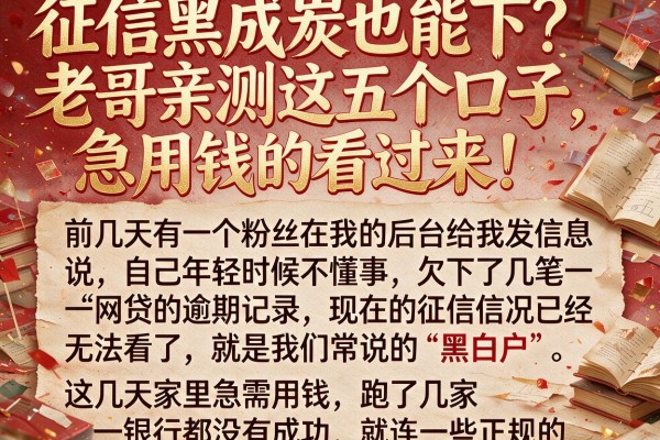 征信黑成炭也能下？老哥亲测这五个口子，急用钱的看过来！