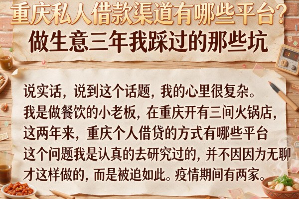 重庆私人借款渠道有哪些平台？做生意三年我踩过的那些坑