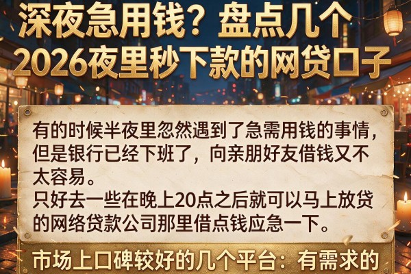 深夜急用钱？盘点几个2026夜里秒下款的网贷口子