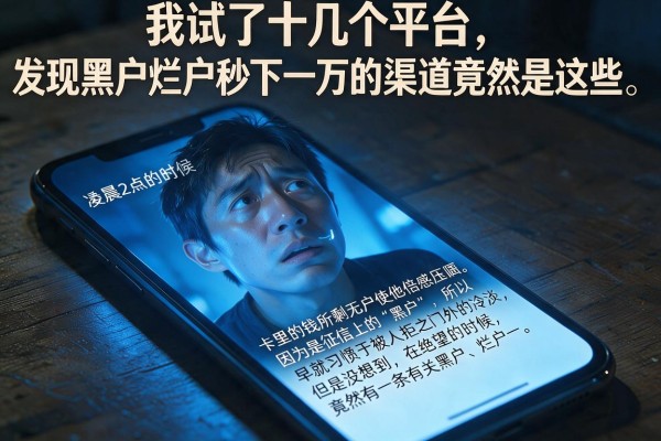 我试了十几个平台，发现黑户烂户秒下一万的渠道竟然是这些