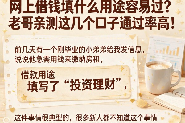网上借钱填什么用途容易过?老哥亲测这几个口子通过率高!