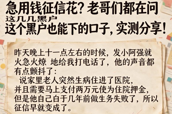 急用钱征信花？老哥们都在问这几个黑户也能下的口子，实测分享！