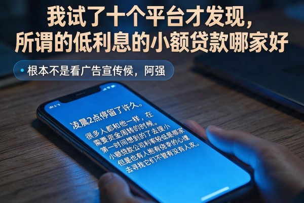 我试了十个平台才发现，所谓的低利息的小额贷款哪家好，根本不是看广告宣传