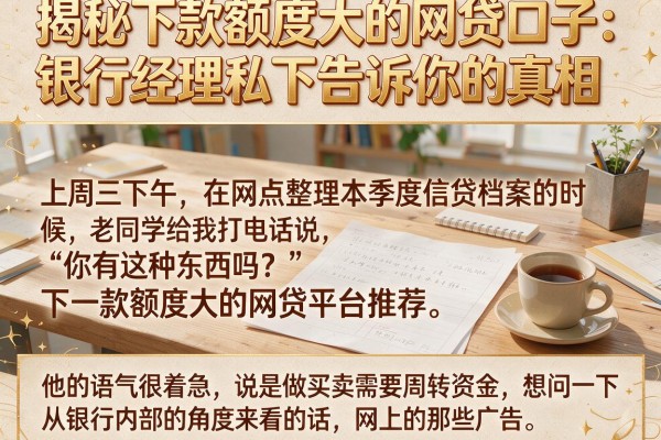 揭秘下款额度大的网贷口子：银行经理私下告诉你的真相