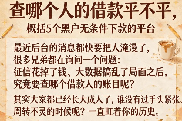 查哪个人的借款平不平，概括5个黑户无条件下款的平台