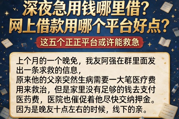 深夜急用钱哪里借？网上借款用哪个平台好点？这五个正规平台或许能救急