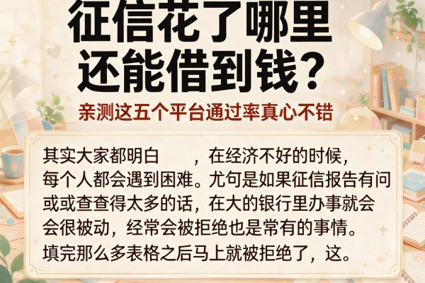 征信花了哪里还能借到钱？亲测这五个平台通过率真心不错