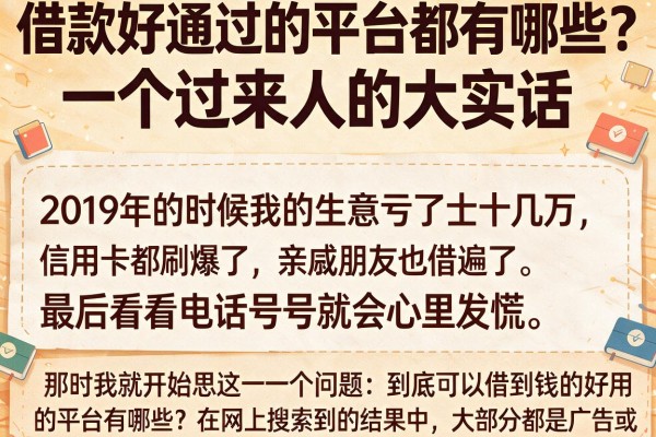 借款好通过的平台都有哪些？一个过来人的大实话