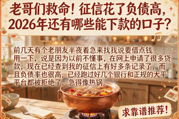 老哥们救命！征信花了负债高，2026年还有哪些能下款的口子？求靠谱推荐！