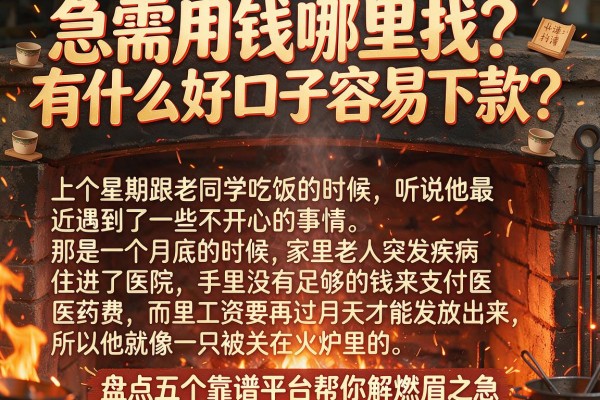 急需用钱哪里找？有什么好口子容易下款？盘点五个靠谱平台帮你解燃眉之急