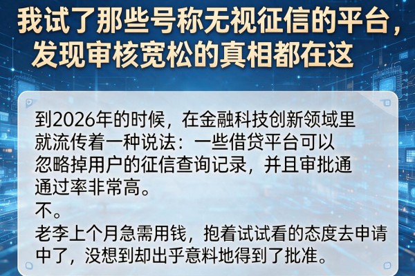 我试了那些号称无视征信的平台，发现审核宽松的真相都在这